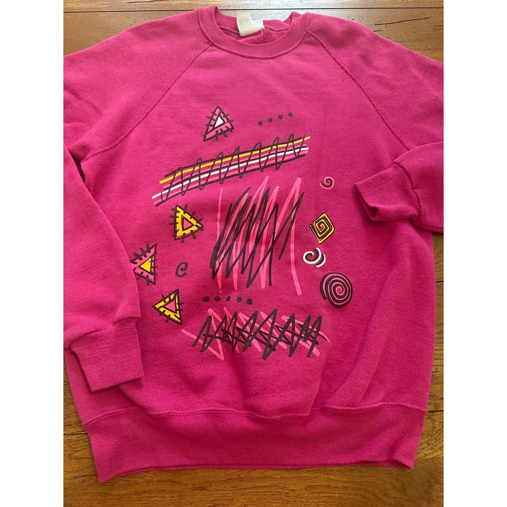 vtg lee sturdy sweats hot pink‎ graphic sweatshirt women's large